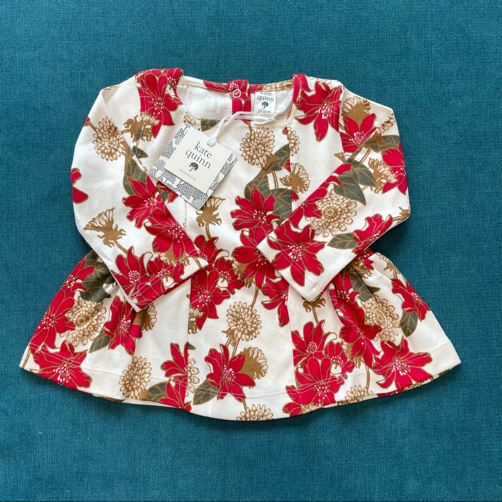 Kate Quinn Red Retro Floral Ballerina Top